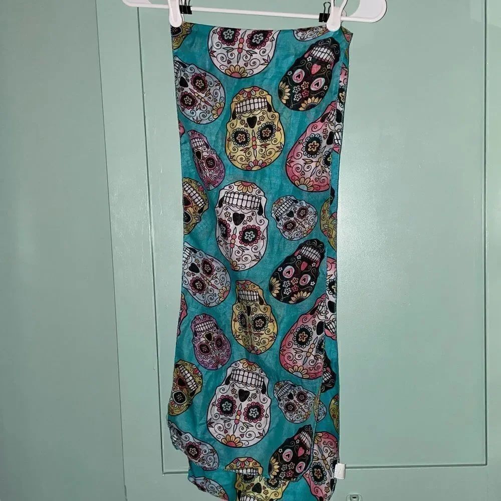 DAY of the Dead light scarf Dia de Los Muertos sugar skull Scarf